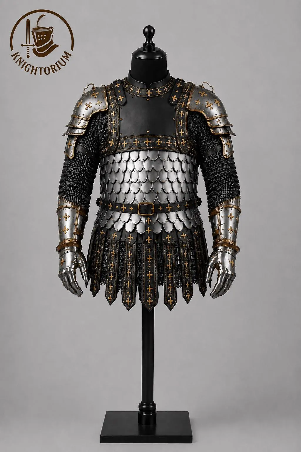 Medieval Crusader steel armor suit
