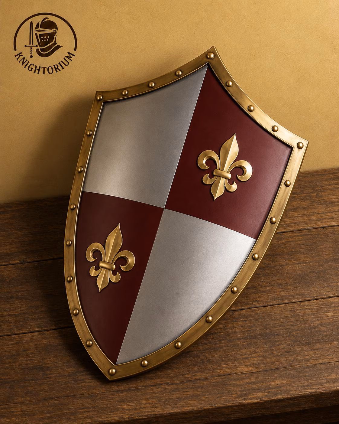 Medieval steel Crusader shield with Fleur De Lis design