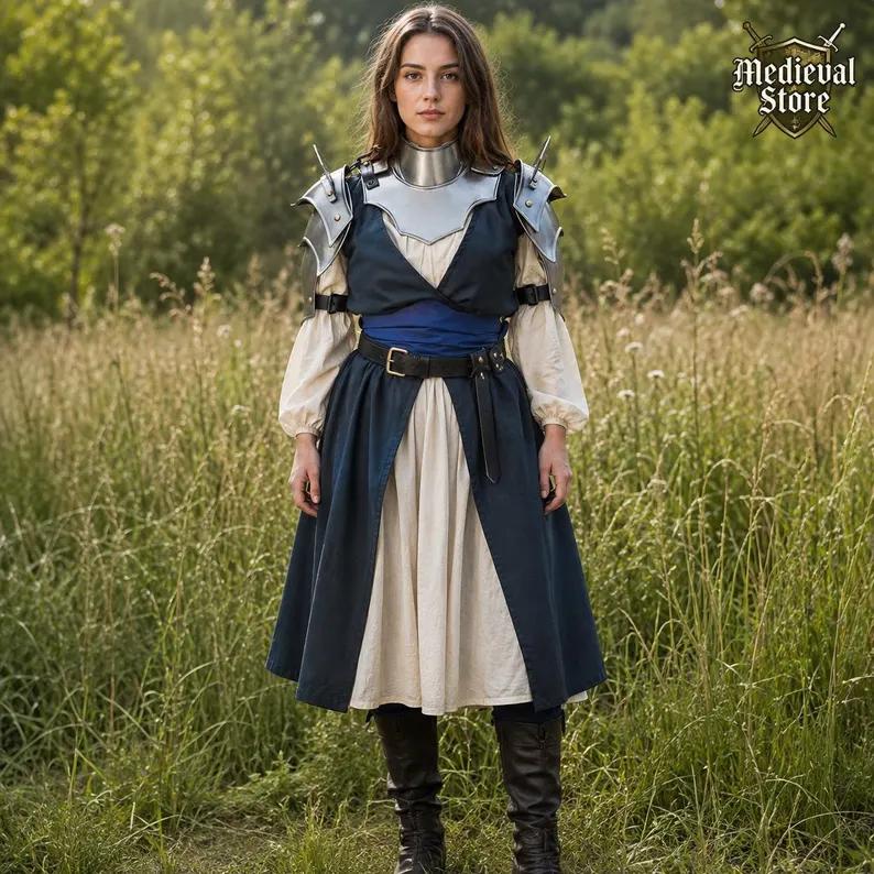 Medieval Steel Armor Set, Knight Breastplate with Shoulder Guards, Renaissance LARP Costume Outfit